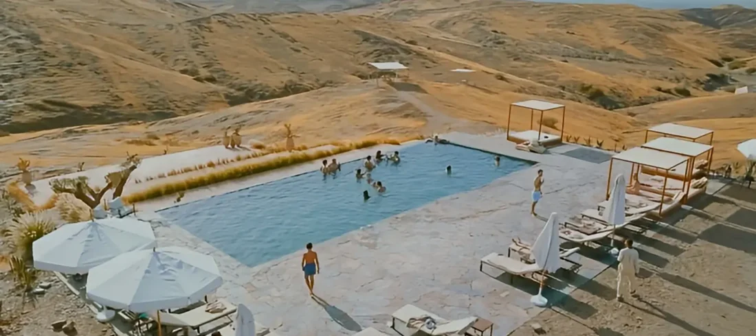 Swimming pool at The White Camel during an Agafay Desert day trip in Morocco